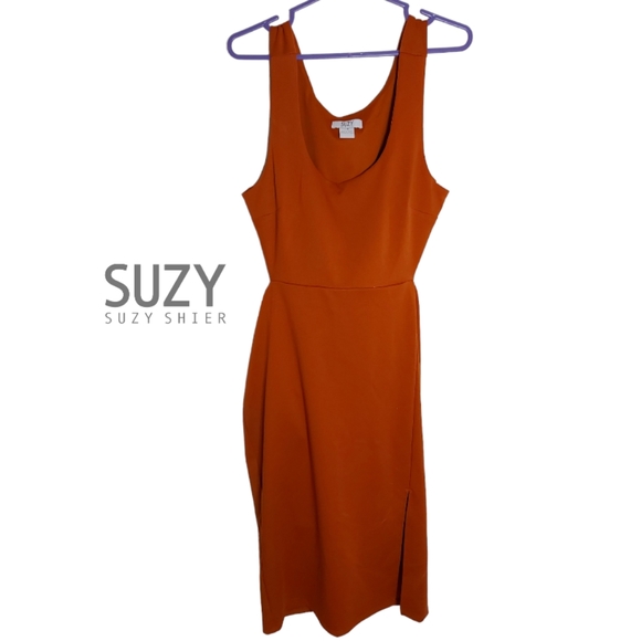 Suzy Shier Orange Open Back Dress - Picture 1 of 7